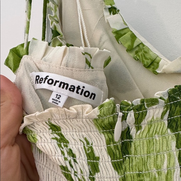 Reformation Louelle Dress Rialto White & Green Floral NWT Summer Dress Size 12 - Picture 8 of 8